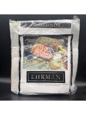 Vtg Ehrman Tapestry Coral Jazzy Bag Needlepoint Kit Wool England New Resealed